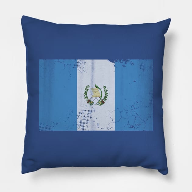 Guatemala Vintage Flag Retro Fade Pillow by E