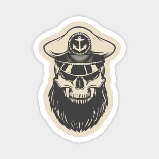 Skull with Beard in Captain Hat Magnet