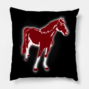 Colorful Animals - Red Horse Pillow