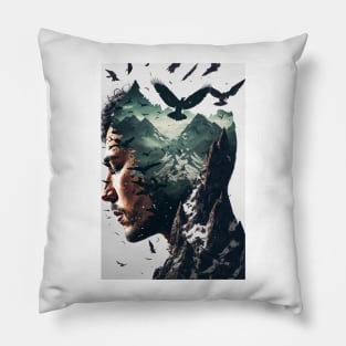 Man Double Exposure Pillow