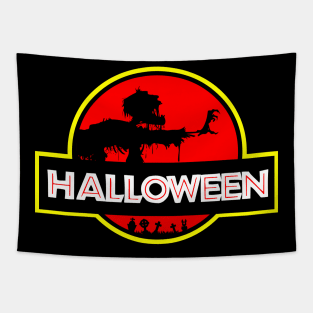 Zombie Jurassic World Logo Parody Tapestry