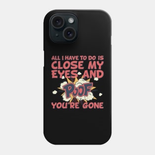 I just close my eyes, funny comic style aphantasia pun Phone Case