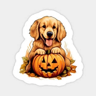 Golden Retriever Dog inside Pumpkin #6 Magnet