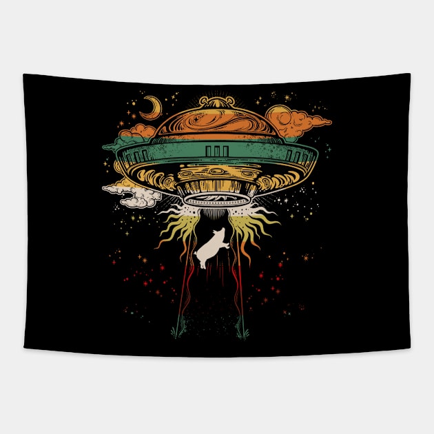 Pig UFO Tapestry by Psitta