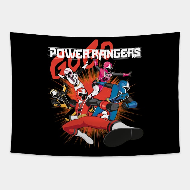 Red Power Ranger Roars Into Action Tapestry by RonaldEpperlyPrice