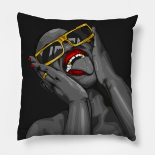 Gold N' Red Lipstick Pillow
