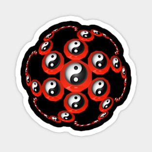 Yin Yang Design - Orange Color with a Ball Effect Magnet