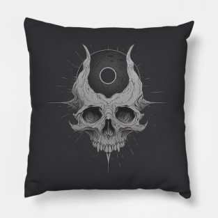 Monotone Illustration of Skull Pillow