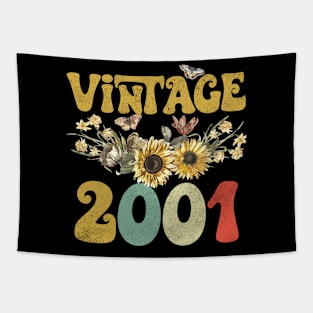 Vintage 2001 Sunflower Floral Retro Groovy 22nd Birthday Tapestry