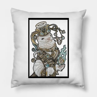 Steampunk Angel Ferret - White Outline Pillow