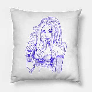 Smiling Medusa Bue Design Pillow