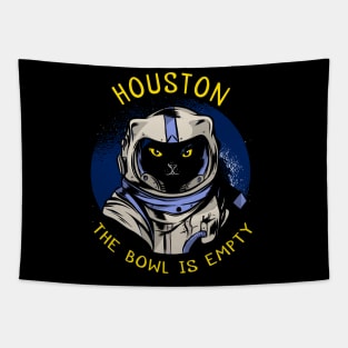 funny cat – Astrocat – Houston, the bowl is empty (dark variant) Tapestry