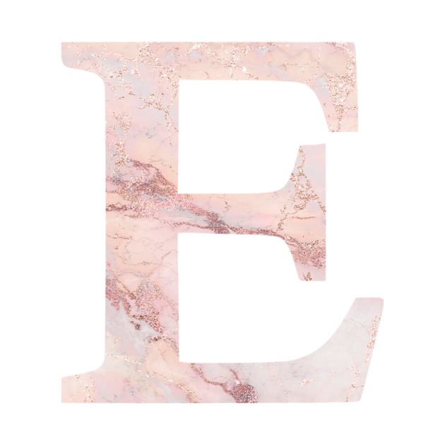 The Letter E Pink Marble Metallic by Claireandrewss