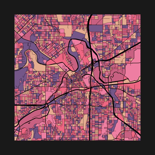 Fort Worth Map Pattern in Purple & Pink by PatternMaps