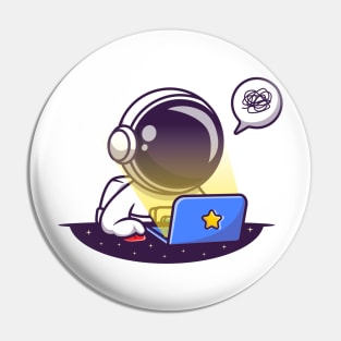 Cute Astronaut Working On Laptop Pin