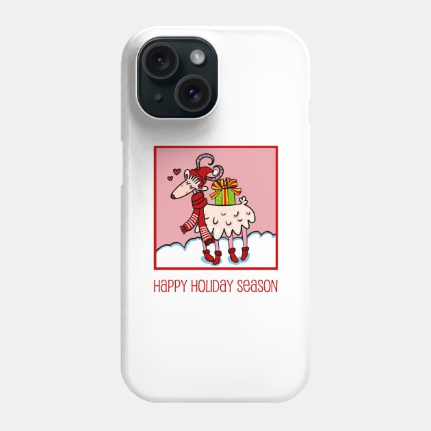 Happy goat sending you a wish for a joyful holiday season. Christmas Greetings. Phone Case by marina63