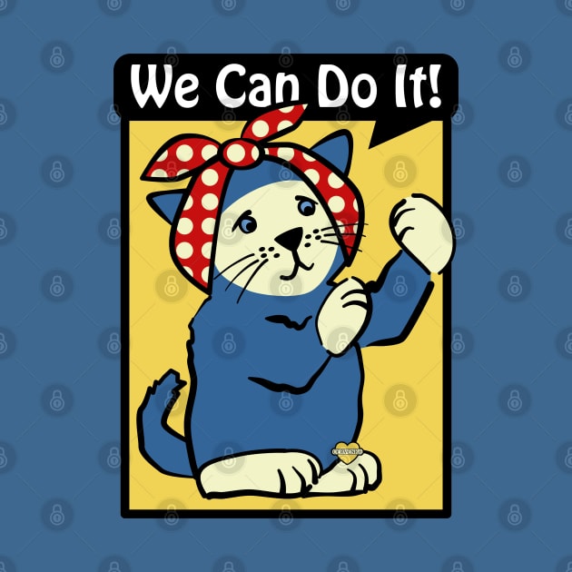 We Can Do It! Rosie Riveter Cat by Sue Cervenka