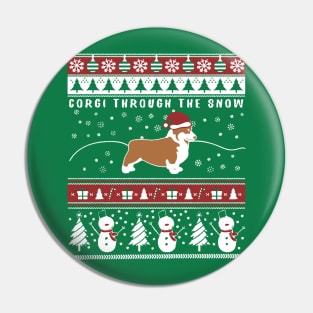 Christmas Xmas Corgi Through The Snow Pin