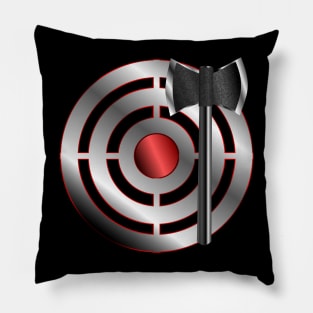 Red-Stroke Silver Target Red Kill Shot Black Throwing Axe Pillow