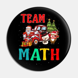 Team Math Santa And Reindeer Christmas Pin