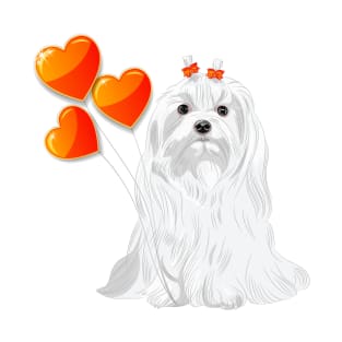 Valentine card with a dog Maltese T-Shirt