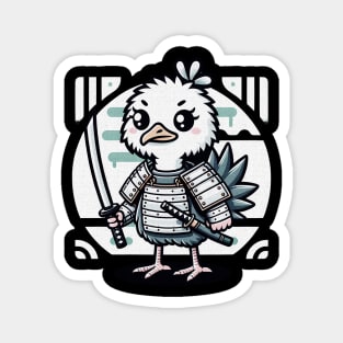 Kawaii Samurai Animal Ostrich with Katana Cute Magnet