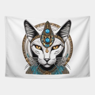 Egyptian cat white Tapestry