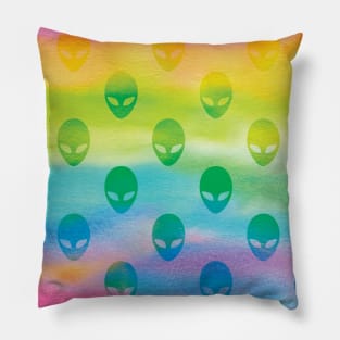 Rainbow Alien Burnout Pillow