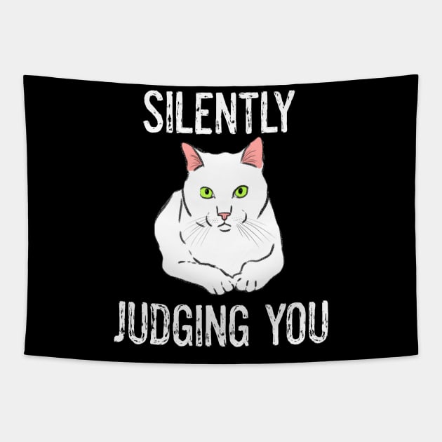 Funny Cat Silently Judging You Sarcastic Tapestry by sockdogs