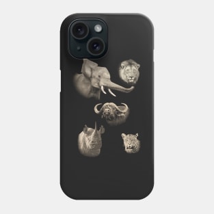 Africa's Big 5 Portraits in Vintage Sepia Phone Case