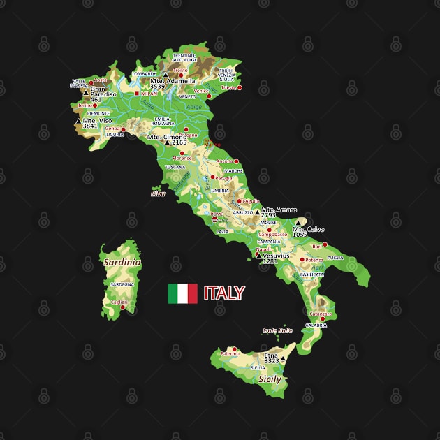 Geographic Italy map by AliJun