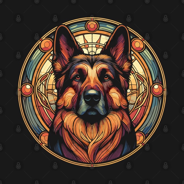 Alsation Dog Lovers - German Shepherd Art Nouveau Style by RCDBerlin