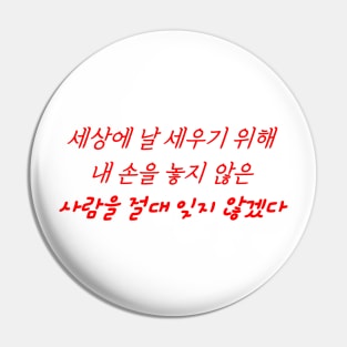 HANGEUL I will never forget those who never let go of my hand to support me in this world Pin