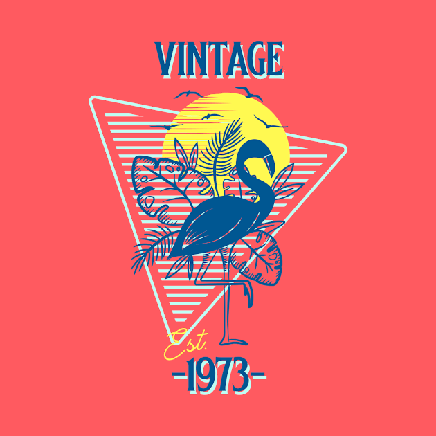 Vintage Est. 1973 Retro Flamingo by Green Zen Culture