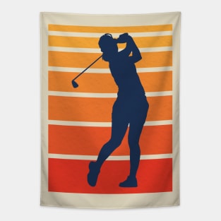 Vintage Women Golf Silhouette Tapestry