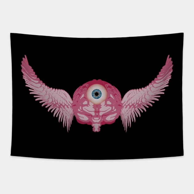 One Eye Brain Wings Tapestry by Manzo Carey