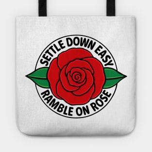 Ramble on Rose. Red Rose with Leaves Tote