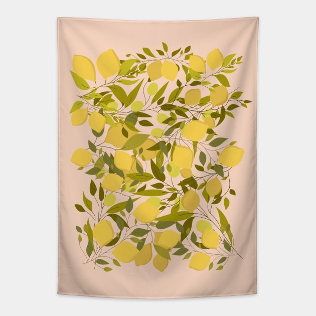 Lemons, peaches and grapes Tapestry by SkyisBright