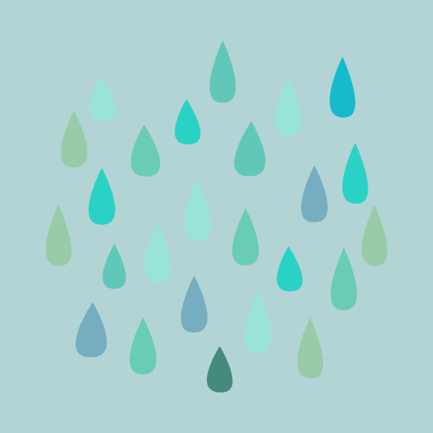Blue and Green Raindrops by Cecilia Mok