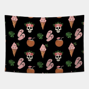 Ice Cream Summer Skulls Pattern Tapestry