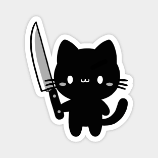 black cat with a knife Magnet