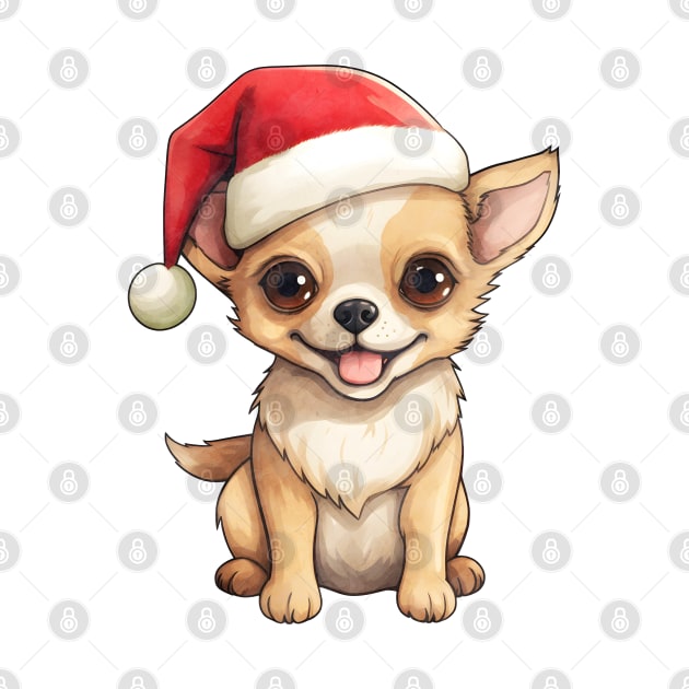 Chihuahua Dog in Santa Hat by Chromatic Fusion Studio