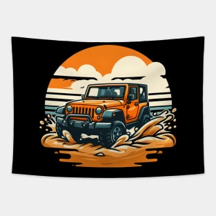 Jeep Wrangler Orange JK Beach Tapestry