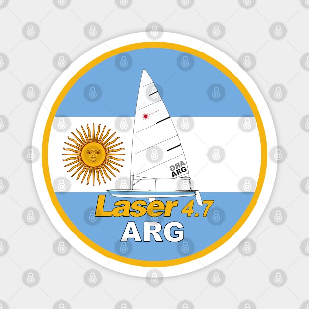 laser sailboat on flag Argentine Magnet by Regatta Merch