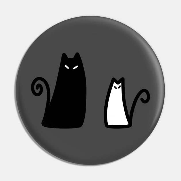 Stylized Black and White Cat Pin by saradaboru