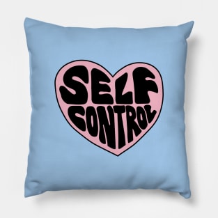 Pink Self Control Heart Doodle Pillow