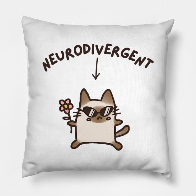 Neurodivergent Cat (Light) Pillow by applebubble