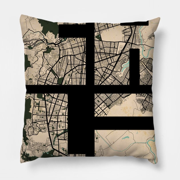 Cali, Colombia City Map Typography - Vintage Pillow by deMAP Studio