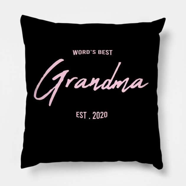 Word's Best Grandma EST . 2020 : Best funny gift idea for Grandmother Pillow by ARBEEN Art