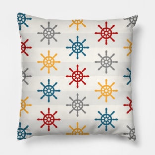 Colorful Wheel Stripes Nautical Pattern Pillow